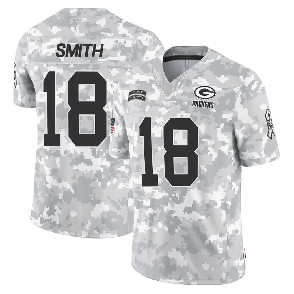 Robertx GB.Packers #18 Jonnu Smith Player Arctic Camo Salute To Service Limited Stitched Jerseys