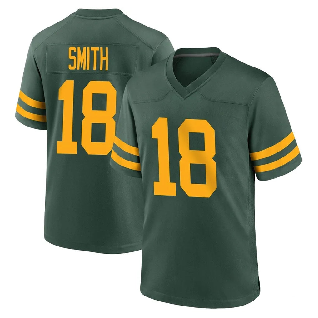 Robertx GB.Packers #18 Jonnu Smith Player Green Alternate Home Game Stitched Jerseys