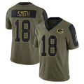 Robertx GB.Packers #18 Jonnu Smith Player Olive Salute To Service Limited Game Stitched Jerseys