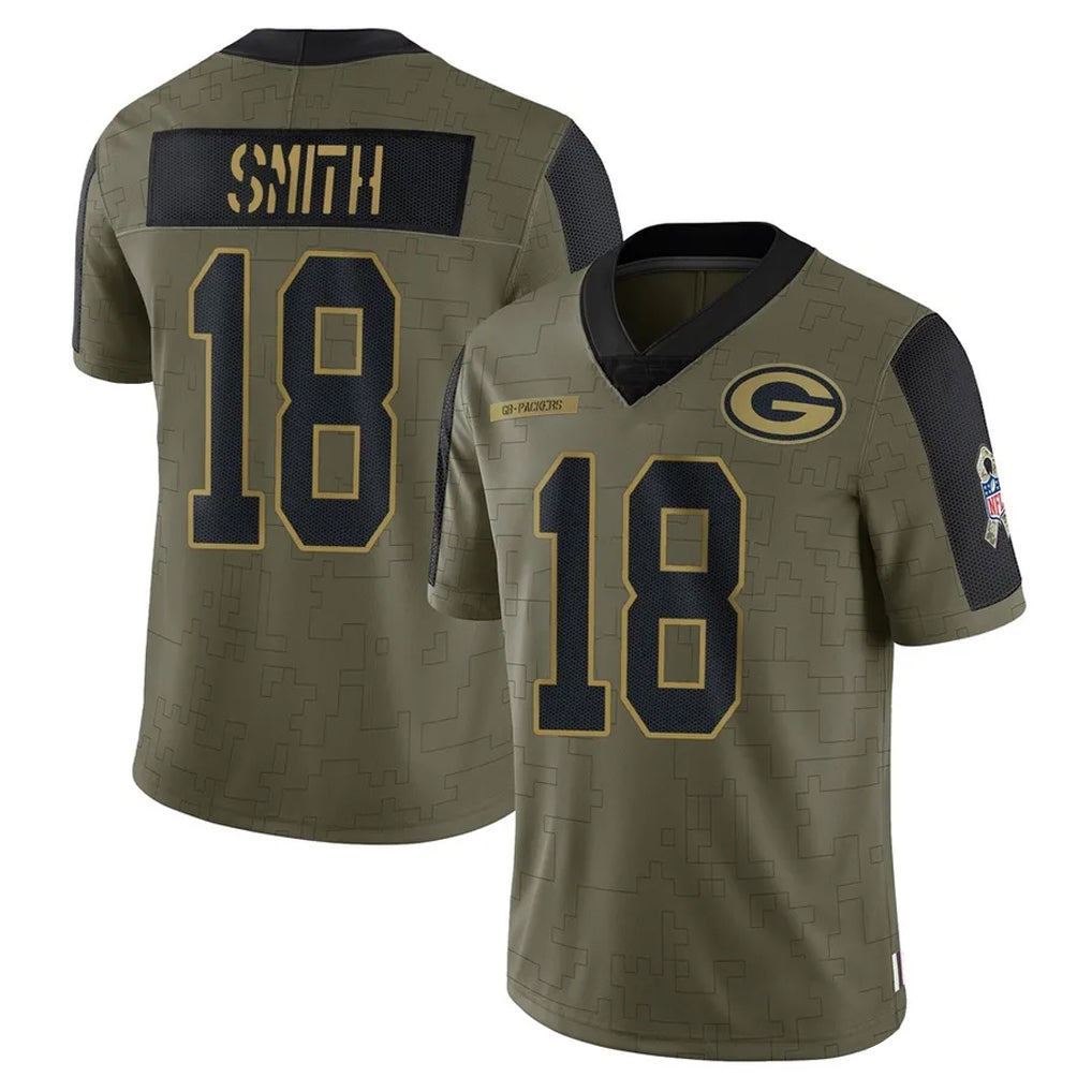 Robertx GB.Packers #18 Jonnu Smith Player Olive Salute To Service Limited Game Stitched Jerseys