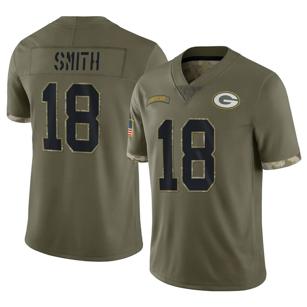 Robertx GB.Packers #18 Jonnu Smith Player Olive Salute To Service Limited Stitched Jerseys