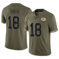 Robertx GB.Packers #18 Jonnu Smith Player Olive Salute To Service Limited Stitched Jerseys