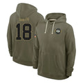 Robertx GB.Packers #18 Jonnu Smith Player Olive Salute to Service Pullover Hoodies Limited Stitched Jerseys
