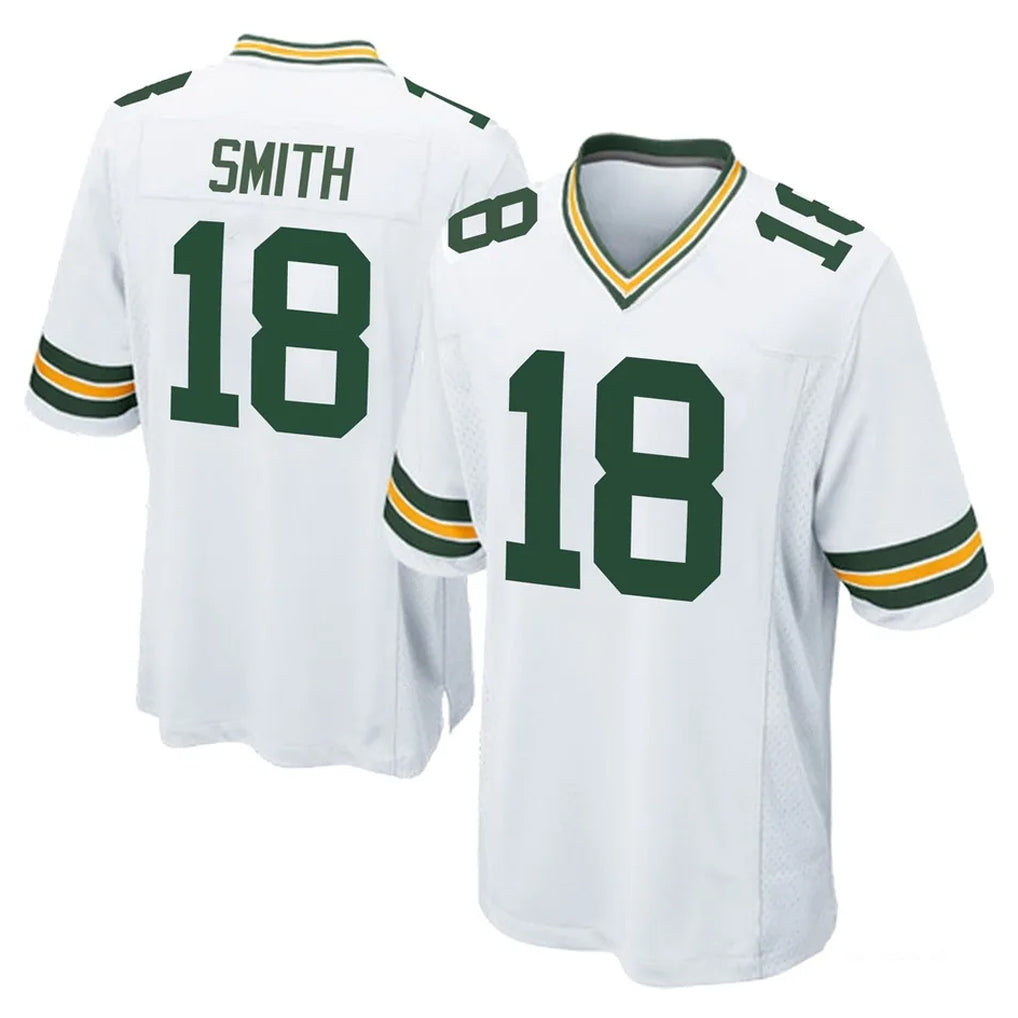 Robertx GB.Packers #18 Jonnu Smith Player White Home Game Stitched Jerseys