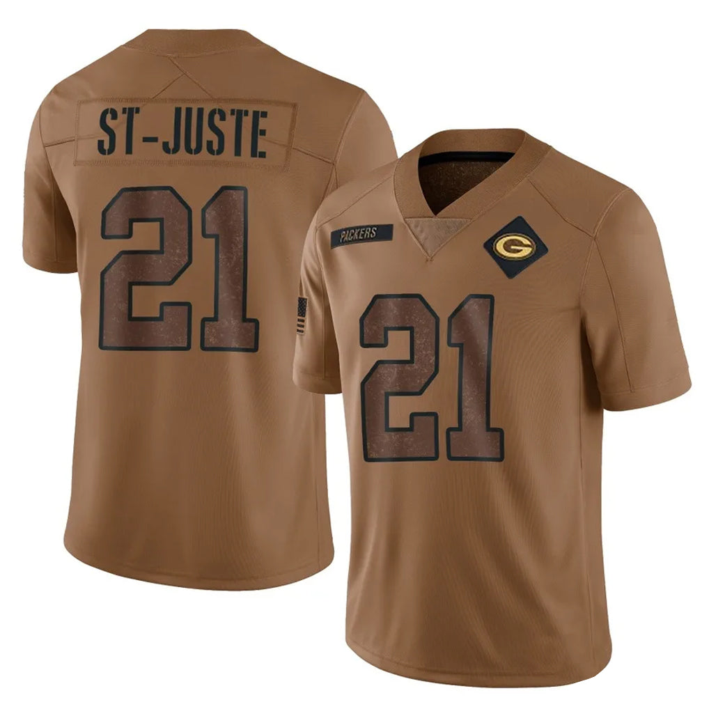 Robertx GB.Packers #21 Benjamin St-Juste Player Brown Salute To Service Limited Stitched Jerseys