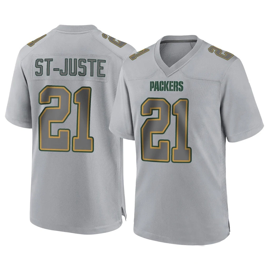 Robertx GB.Packers #21 Benjamin St-Juste Player Gray Atmosphere Fashion Home Game Stitched Jerseys