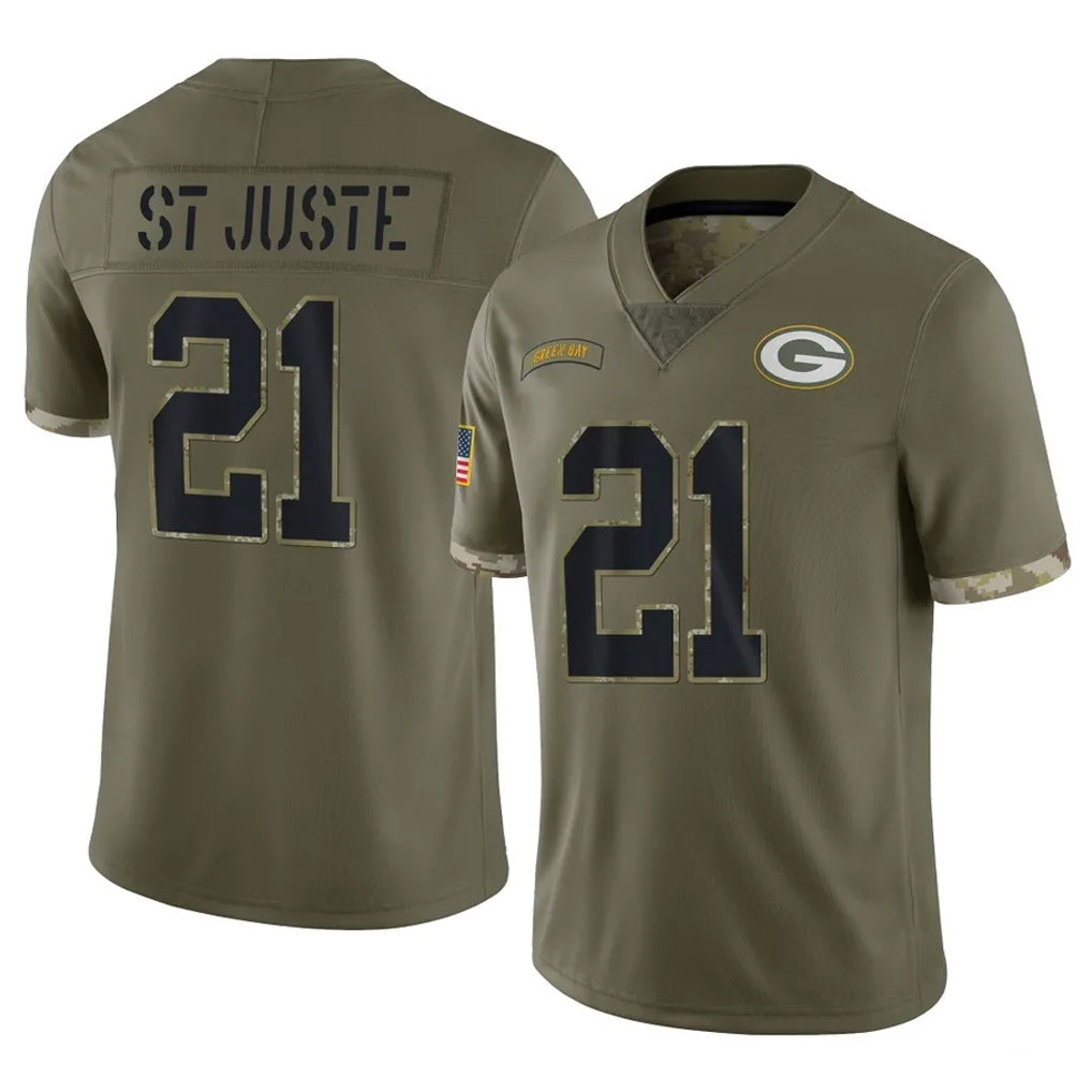 Robertx GB.Packers #21 Benjamin St-Juste Player Olive Salute To Service Limited Stitched Jerseys