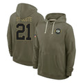 Robertx GB.Packers #21 Benjamin St-Juste Player Olive Salute to Service Pullover Hoodies Limited Stitched Jerseys