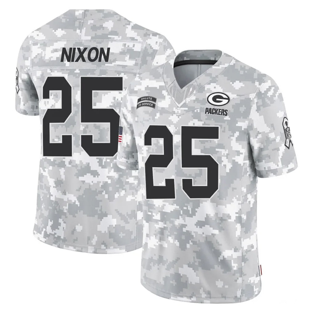 Robertx GB.Packers #25 Keisean Nixon Player Arctic Camo Salute To Service Limited Stitched Jerseys