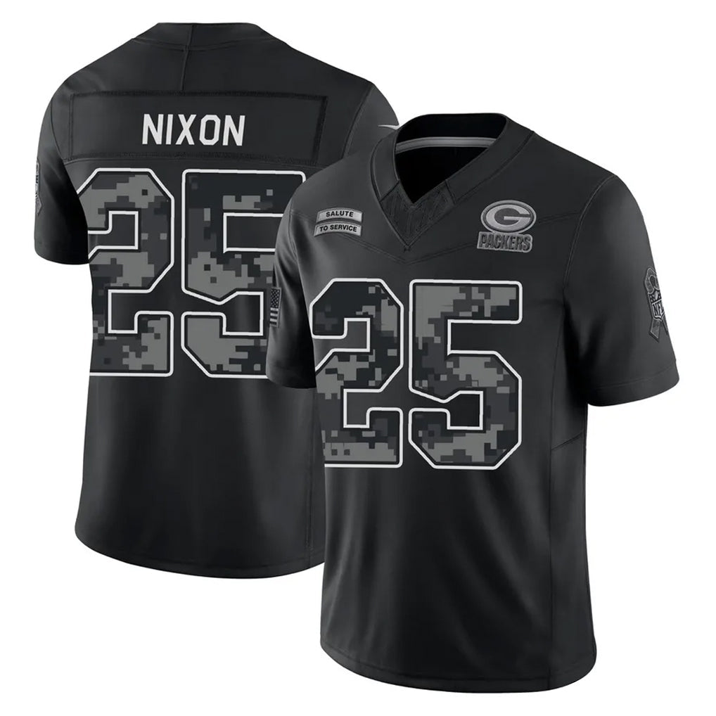 Robertx GB.Packers #25 Keisean Nixon Player Black Limited 2026 Salute to Service Home Game Stitched Jerseys
