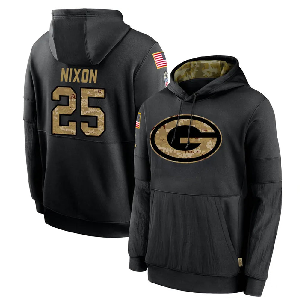Robertx GB.Packers #25 Keisean Nixon Player Black Salute to Service Hoodies Limited Game Stitched Jerseys