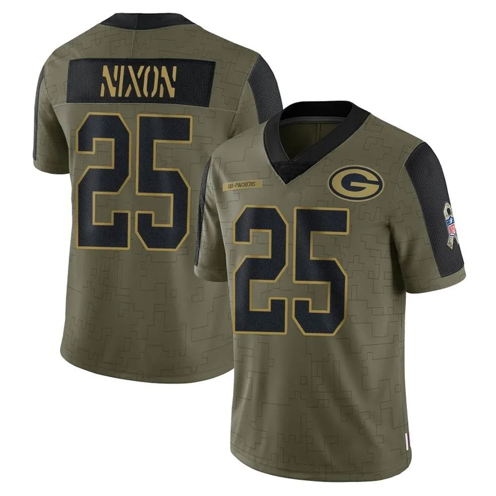 Robertx GB.Packers #25 Keisean Nixon Player Olive Salute To Service Limited Game Stitched Jerseys