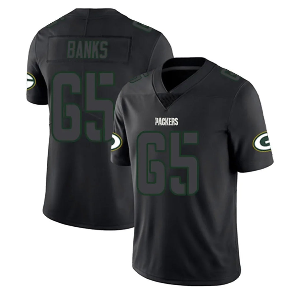 Robertx GB.Packers #65 Aaron Banks Player Black Impact Limited Home Game Stitched Jerseys