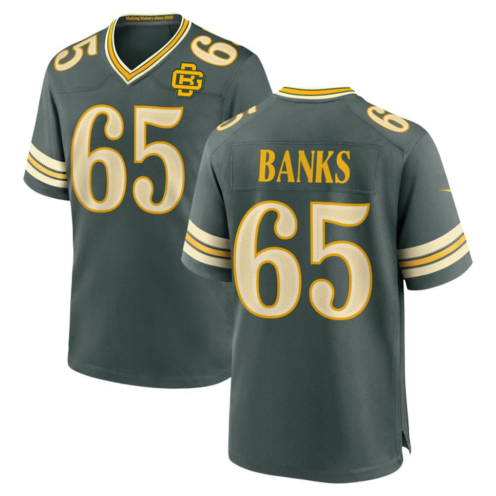 Robertx GB.Packers #65 Aaron Banks Player Green 2026 Rivalries Collection Home Game Stitched Jerseys