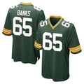 Robertx GB.Packers #65 Aaron Banks Player Green Home Game Stitched Jerseys