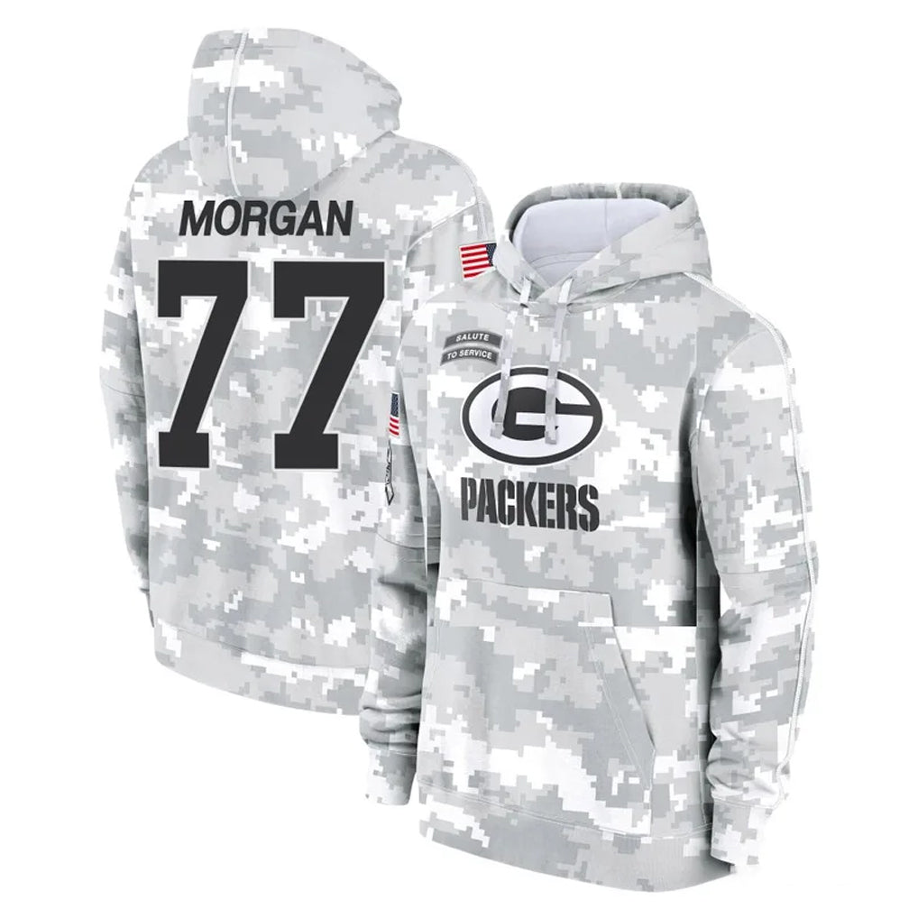 Robertx GB.Packers #77 Jordan Morgan Player Arctic Camo Salute to Service Hoodies Limited Game Stitched Jerseys