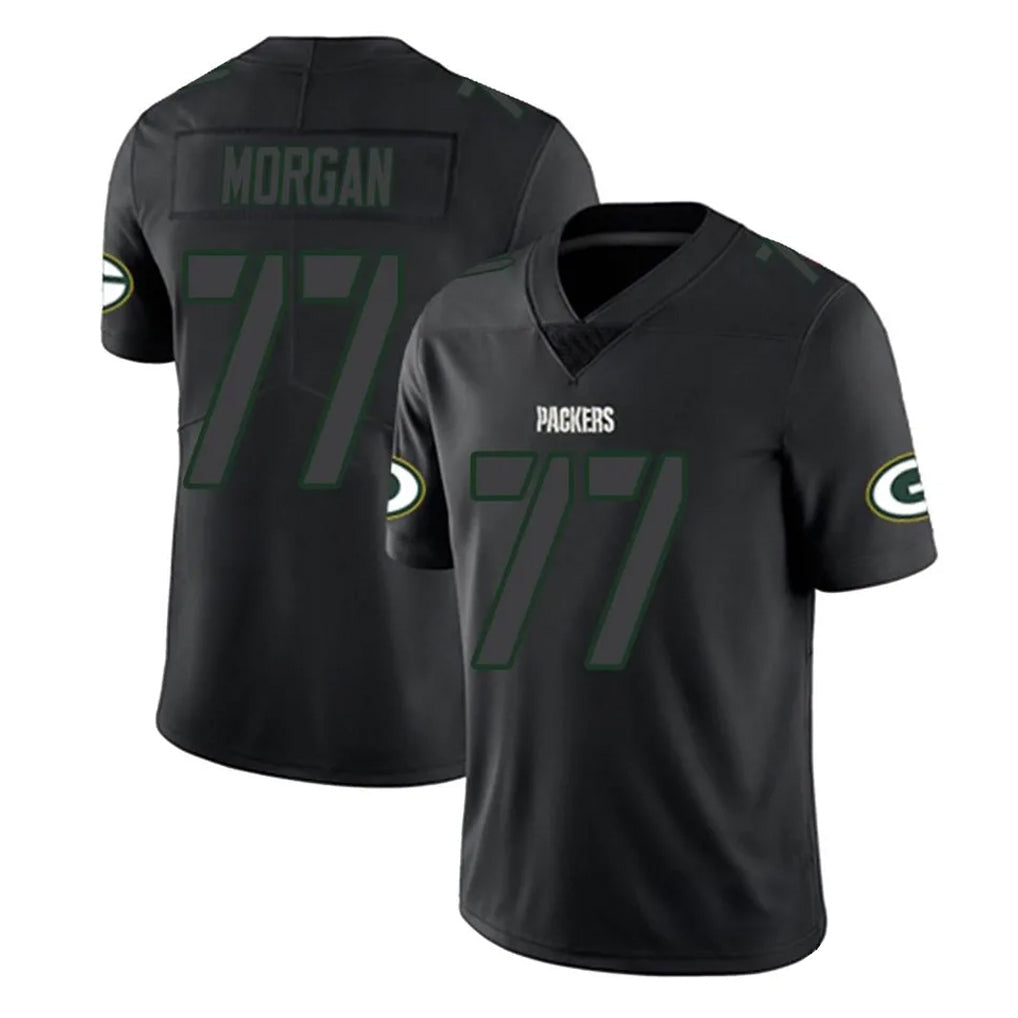 Robertx GB.Packers #77 Jordan Morgan Player Black Impact Limited Home Game Stitched Jerseys