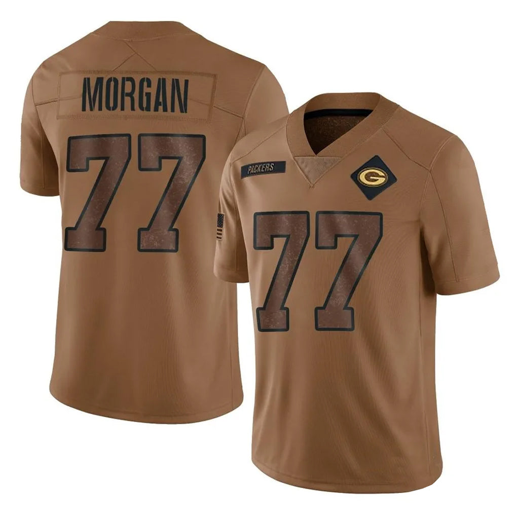 Robertx GB.Packers #77 Jordan Morgan Player Brown Salute To Service Limited Stitched Jerseys