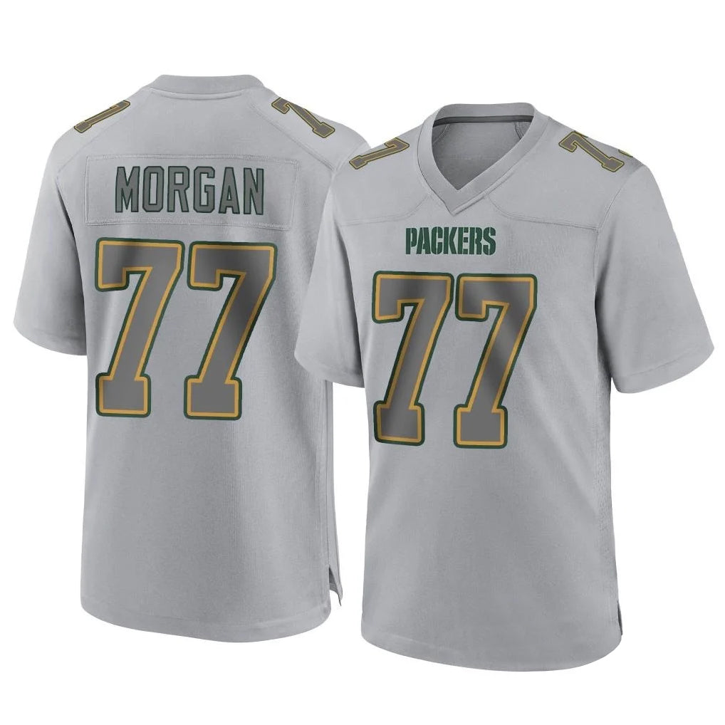 Robertx GB.Packers #77 Jordan Morgan Player Gray Atmosphere Fashion Home Game Stitched Jerseys