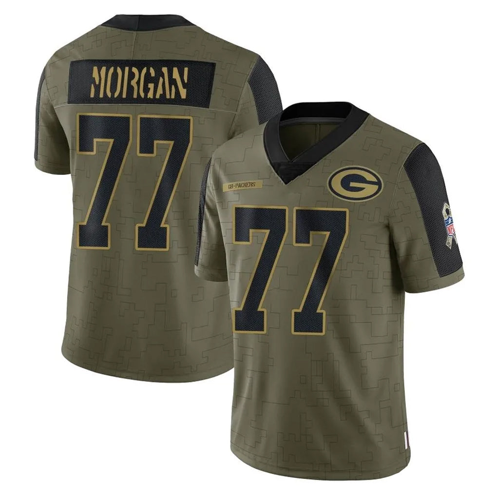 Robertx GB.Packers #77 Jordan Morgan Player Olive Salute To Service Limited Game Stitched Jerseys