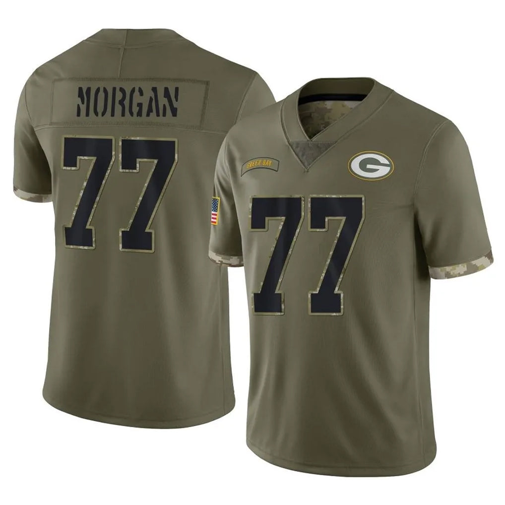 Robertx GB.Packers #77 Jordan Morgan Player Olive Salute To Service Limited Stitched Jerseys