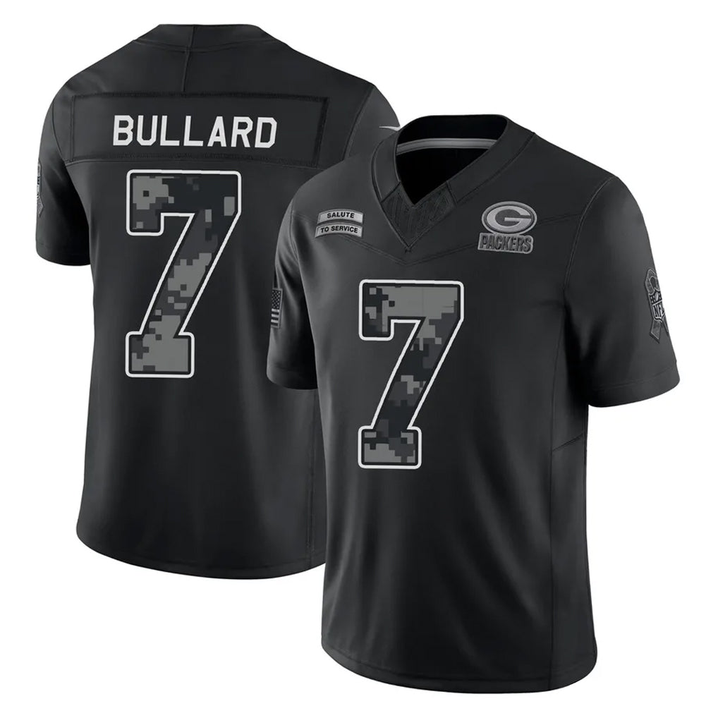 Robertx GB.Packers #7 Javon Bullard Player Black Limited 2026 Salute to Service Home Game Stitched Jerseys