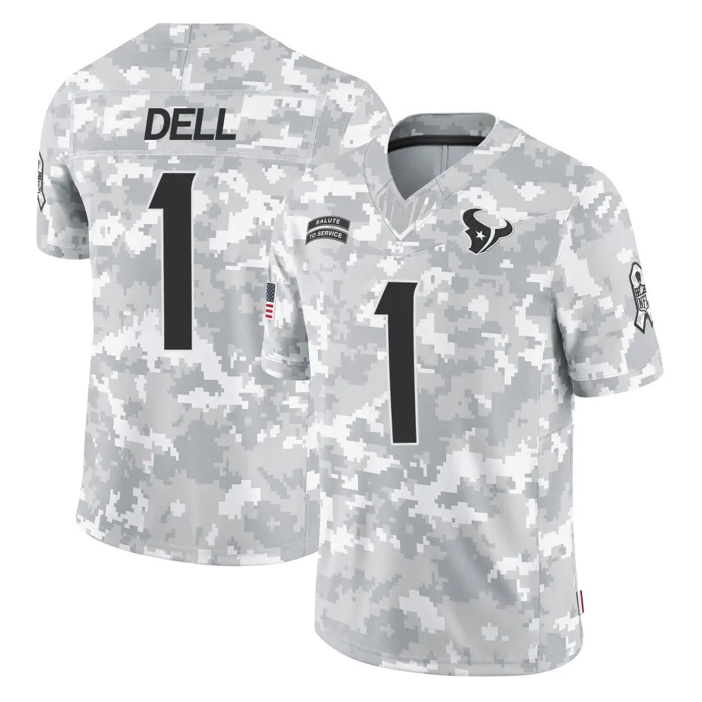 Robertx H.Texans #1 Tank Dell Player Arctic Camo Salute To Service Limited Game Stitched Jerseys