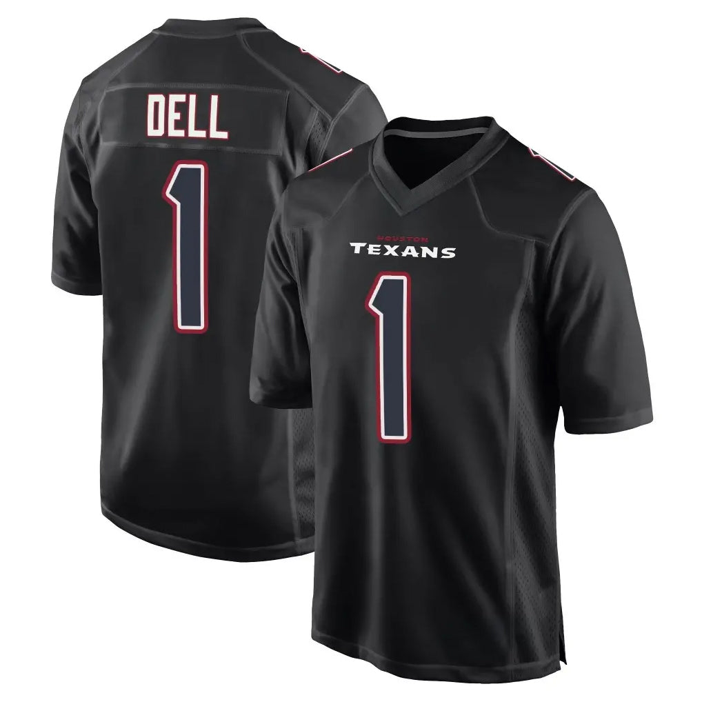 Robertx H.Texans #1 Tank Dell Player Black Fashion Home Game Stitched Jerseys