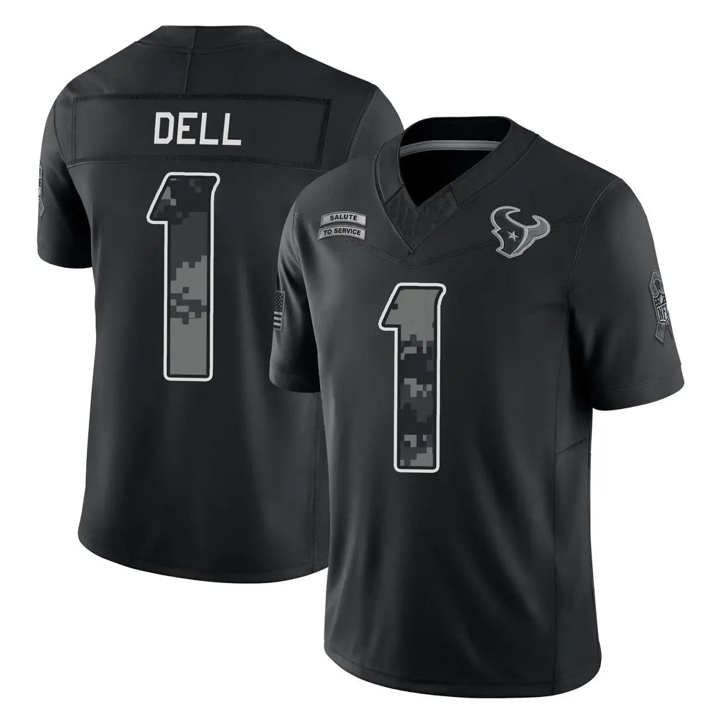 Robertx H.Texans #1 Tank Dell Player Black Limited 2026 Salute to Service Home Game Stitched Jerseys