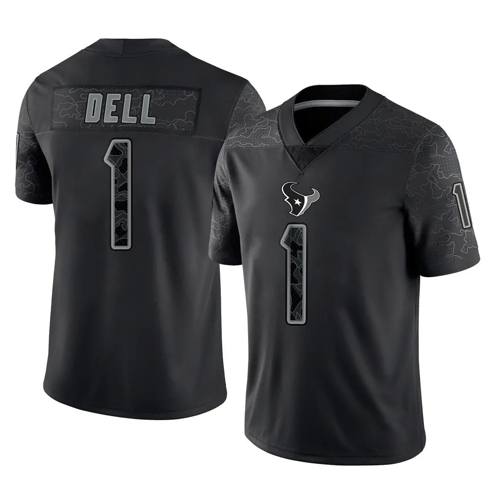 Robertx H.Texans #1 Tank Dell Player Black Reflective Limited Game Stitched Jerseys