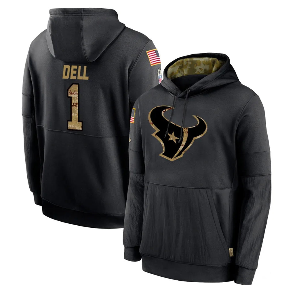 Robertx H.Texans #1 Tank Dell Player Black Salute to Service Hoodies Limited Game Stitched Jerseys