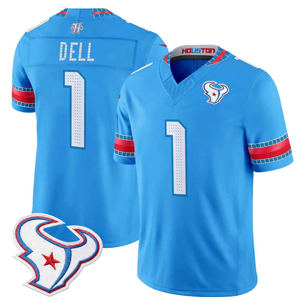 Robertx H.Texans #1 Tank Dell Player Blue 2026 Rivalries Vapor Limited Home Game Stitched jerseys