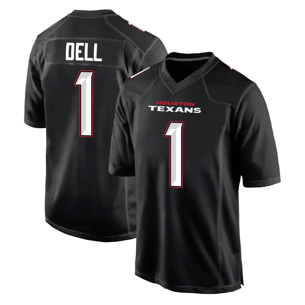 Robertx H.Texans #1 Tank Dell Player Carbon Black Fashion Home Game Stitched Jerseys