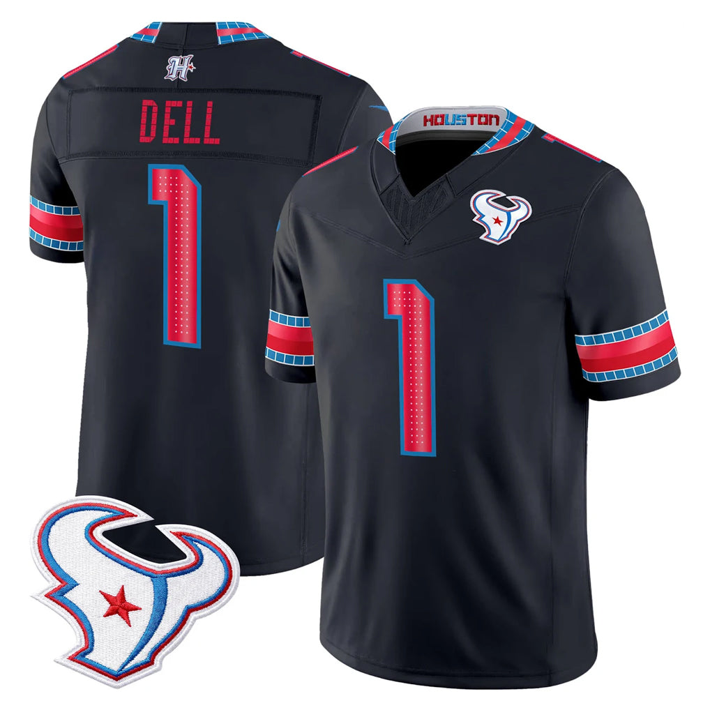 Robertx H.Texans #1 Tank Dell Player Navy 2026 Rivalries Vapor Limited Home Game Stitched jerseys