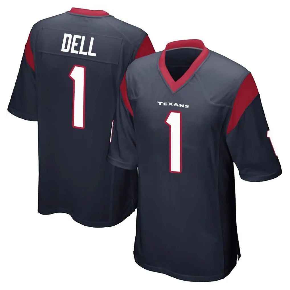 Robertx H.Texans #1 Tank Dell Player Navy Home Game Stitched Jerseys