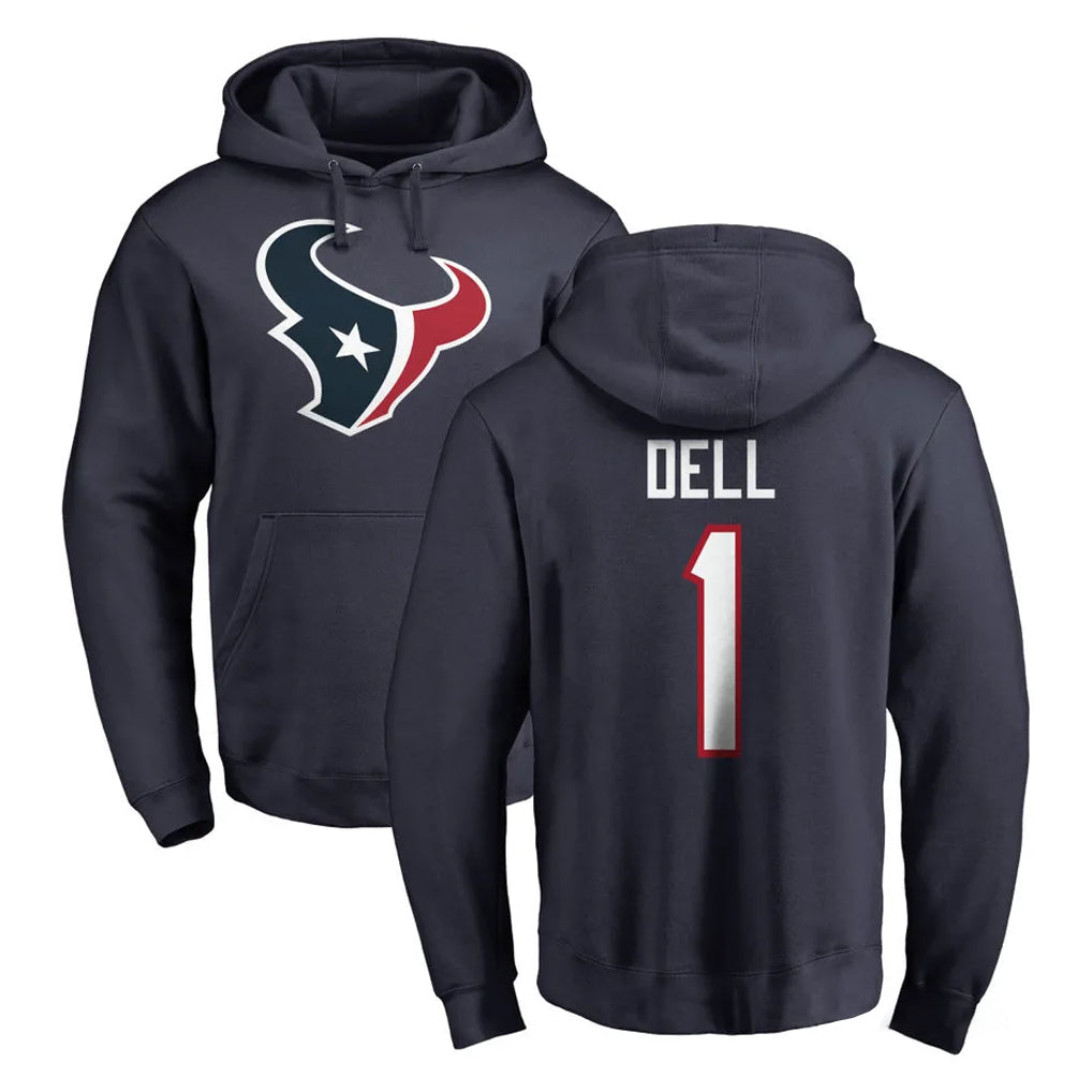 Robertx H.Texans #1 Tank Dell Player Navy Pro Line Pullover Hoodie Limited Game Stitched Jerseys