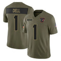 Robertx H.Texans #1 Tank Dell Player Olive 2025 Salute To Service Limited Game Stitched Jerseys