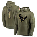 Robertx H.Texans #1 Tank Dell Player Olive Salute to Service Pullover Hoodies Home Game Stitched Jerseys