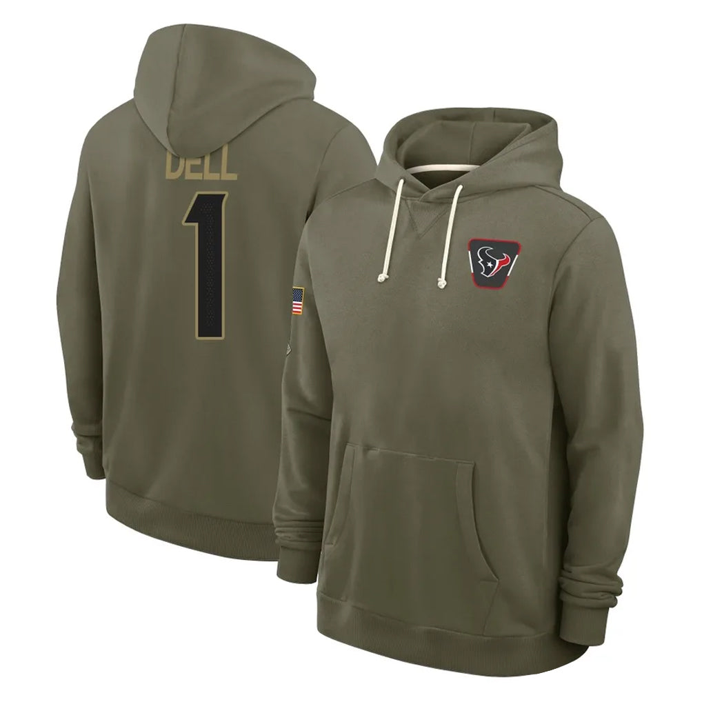 Robertx H.Texans #1 Tank Dell Player Olive Salute to Service Pullover Hoodies Limited Stitched Jerseys