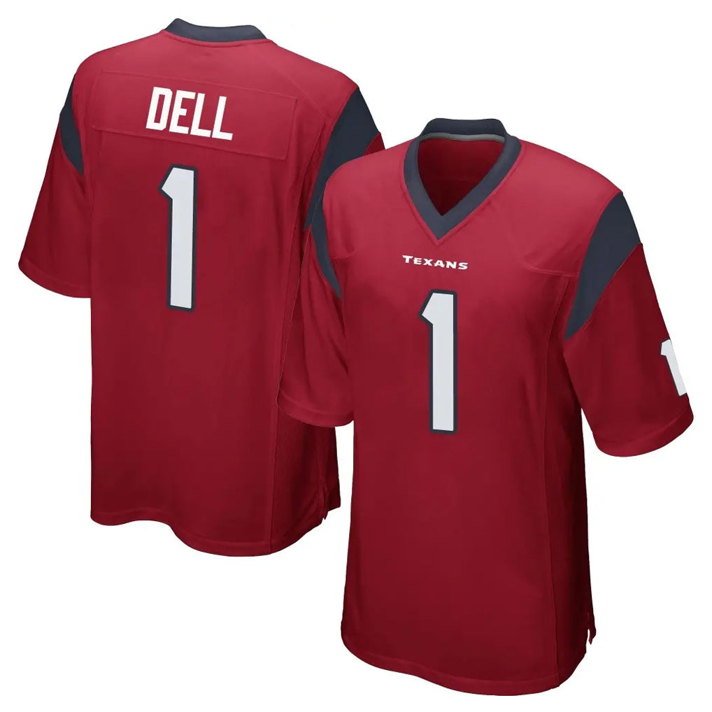 Robertx H.Texans #1 Tank Dell Player Red Home Game Stitched Jerseys