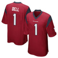 Robertx H.Texans #1 Tank Dell Player Red Home Game Stitched Jerseys