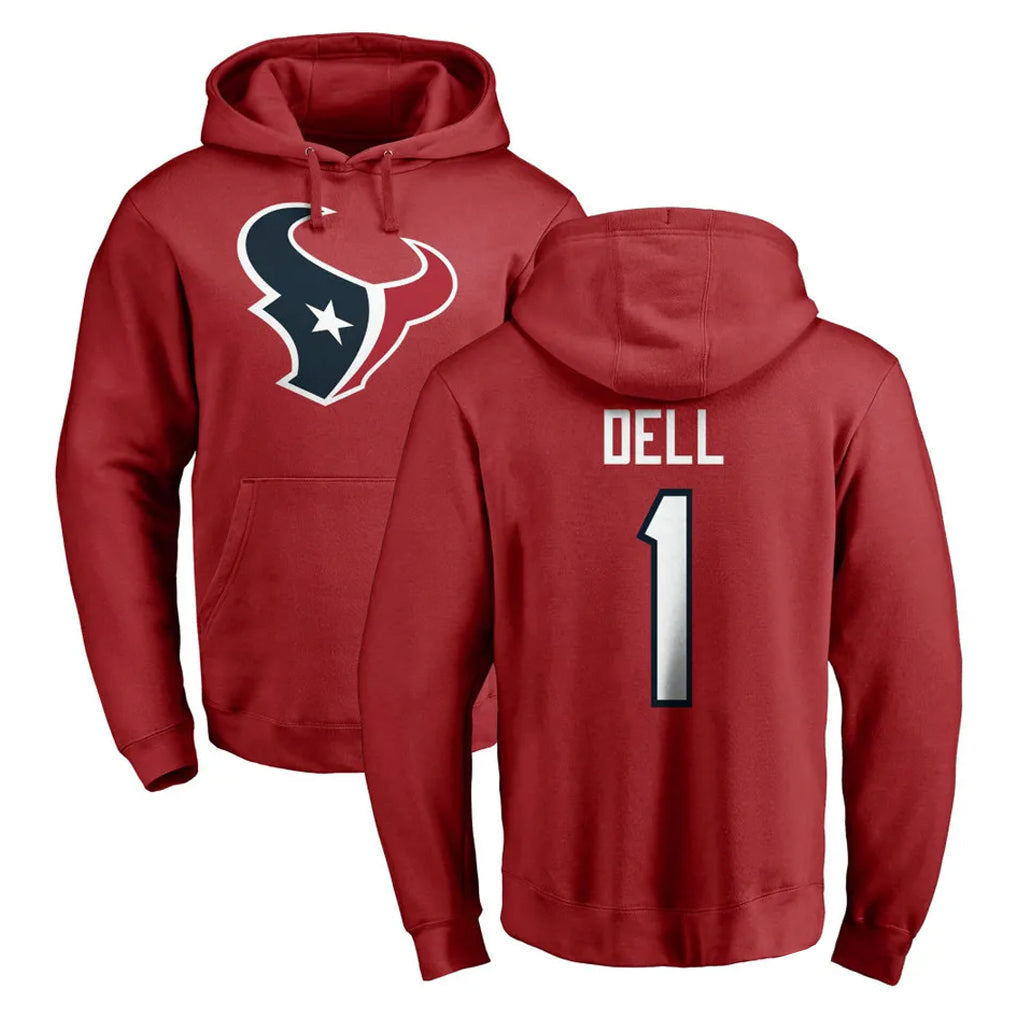 Robertx H.Texans #1 Tank Dell Player Red Pro Line Pullover Hoodie Limited Game Stitched Jerseys