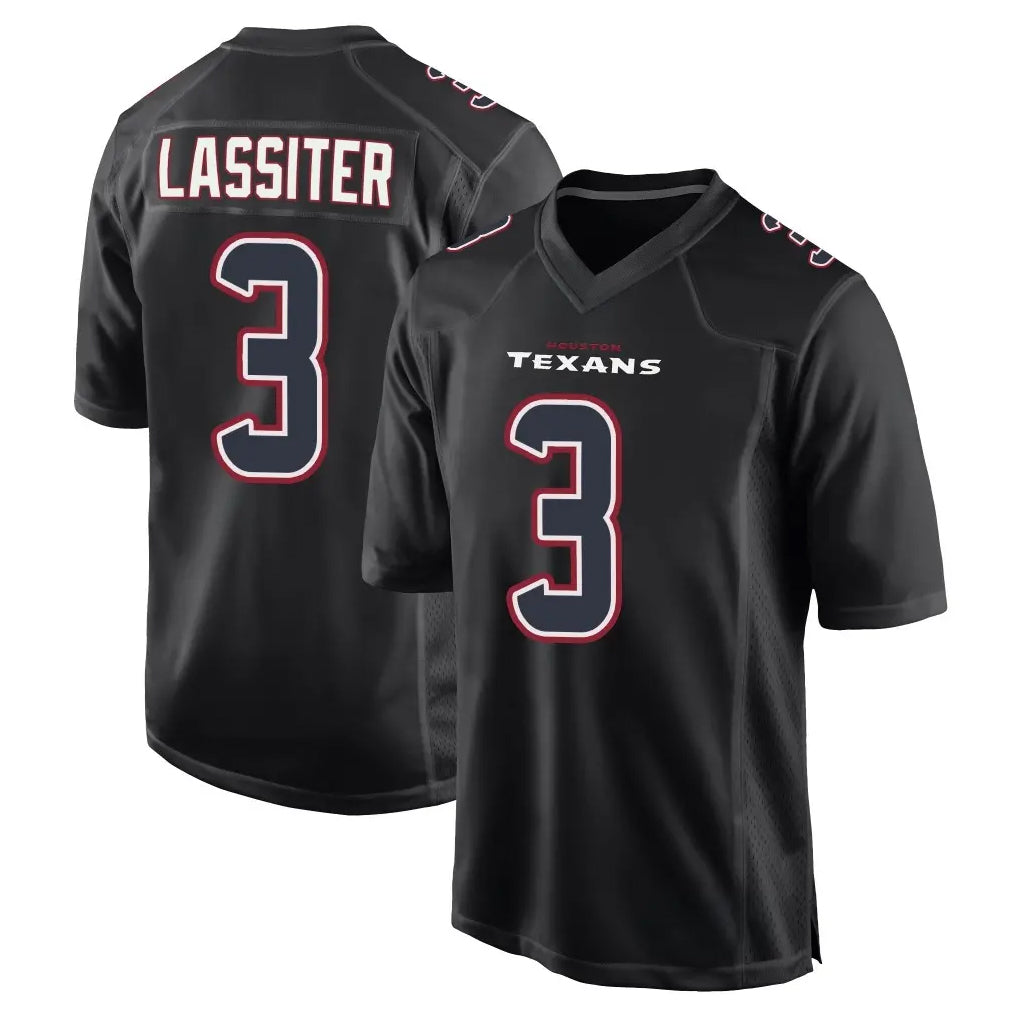 Robertx H.Texans #3 Kamari Lassiter Player Black Fashion Home Game Stitched Jerseys