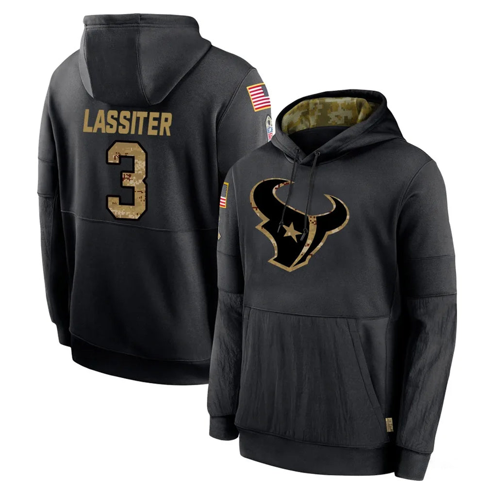 Robertx H.Texans #3 Kamari Lassiter Player Black Salute to Service Hoodies Limited Game Stitched Jerseys