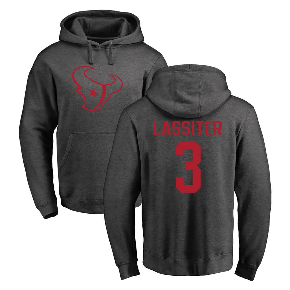 Robertx H.Texans #3 Kamari Lassiter Player Gray Pro Line Pullover Hoodie Limited Game Stitched Jerseys