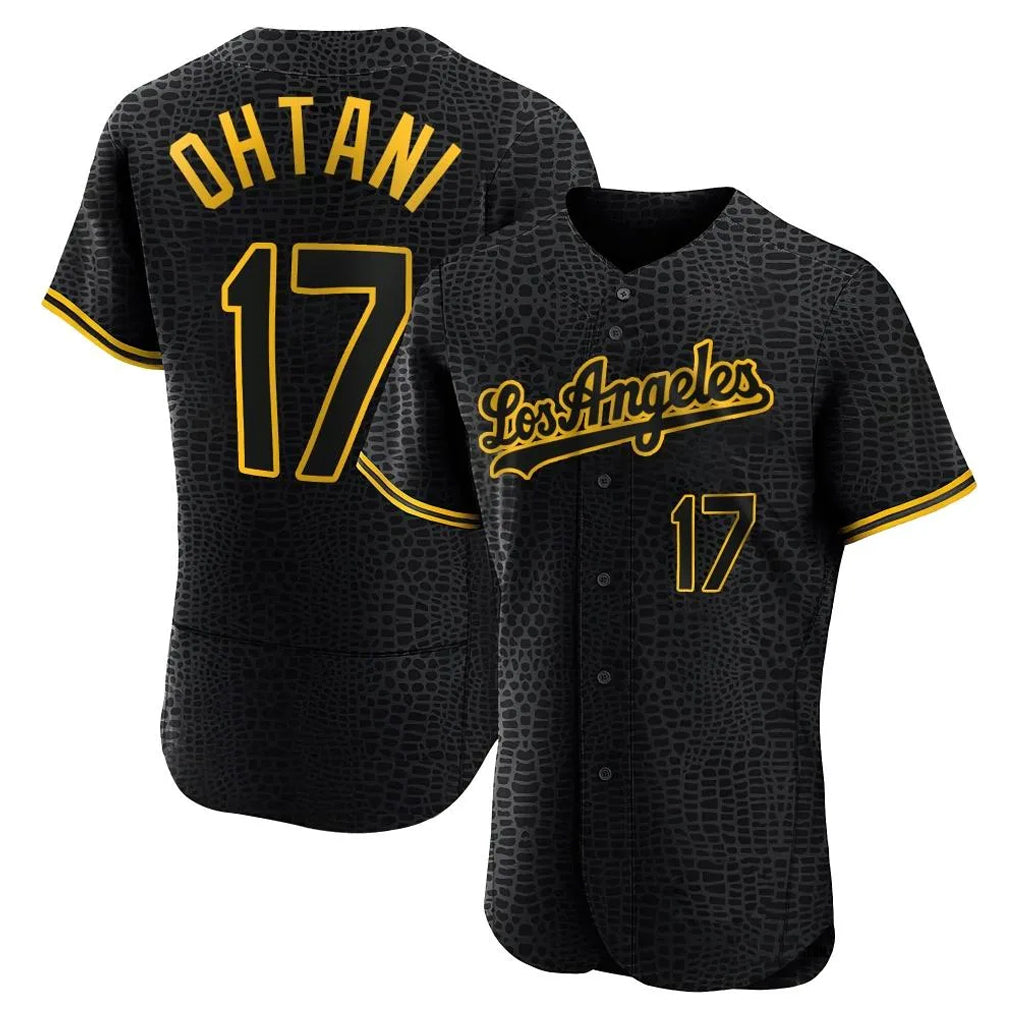 Robertx LA.Dodgers #17 Shohei Ohtani Player Black Snake Skin City Limited Elite Home Stitched Jerseys