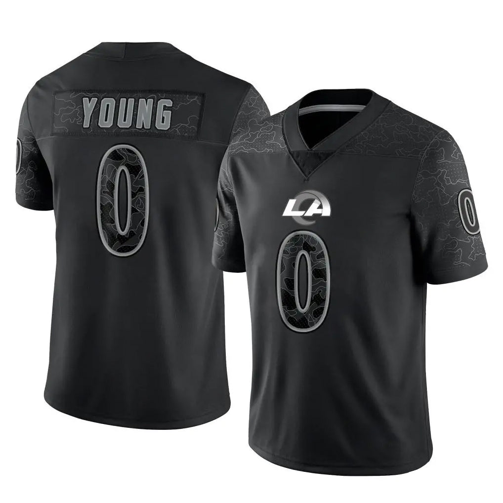 Robertx LA.Rams #0 Byron Young Player Black Limited Reflective Home Game Stitched Jerseys