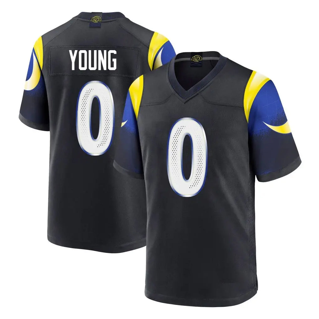 Robertx LA.Rams #0 Byron Young Player Black Midnight Rivalries Collection Home Game Stitched Jerseys