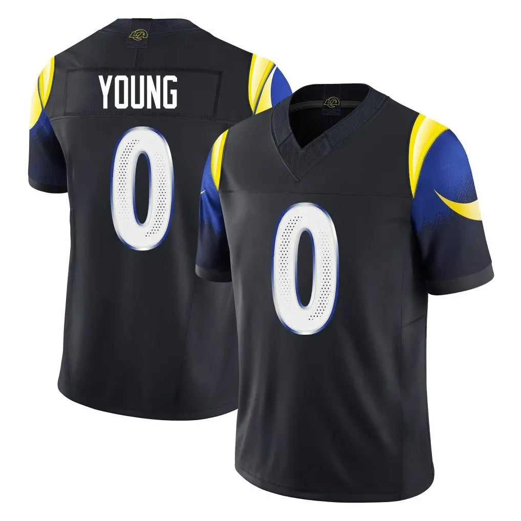 Robertx LA.Rams #0 Byron Young Player Black Midnight Rivalries Collection Limited Home Game Stitched Jerseys