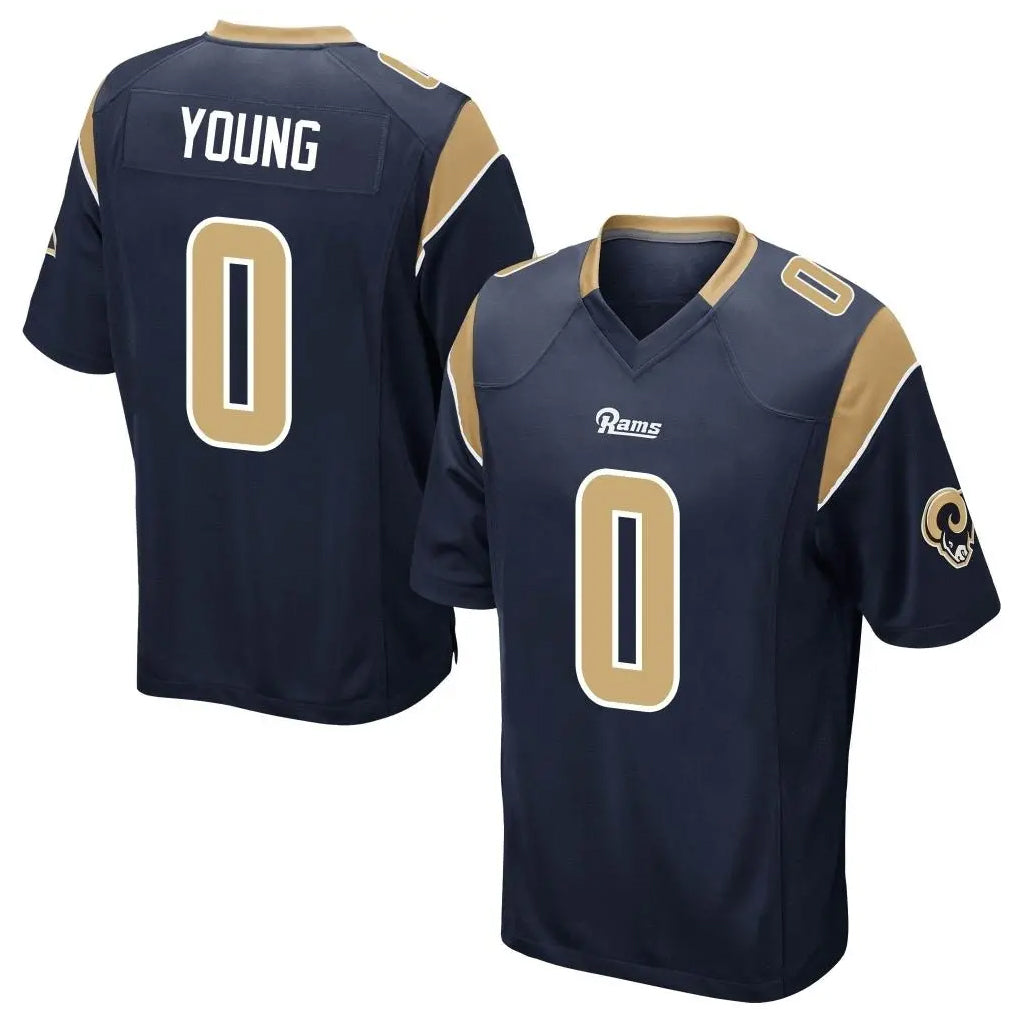 Robertx LA.Rams #0 Byron Young Player Navy Home Game Stitched Jerseys